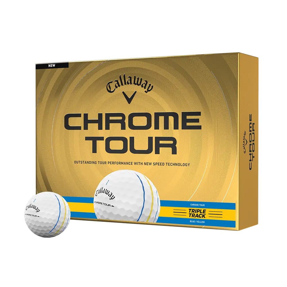 Callaway Golf Chrome Tour Blue and Yellow Triple Track Golf Balls in Blue/Yellow