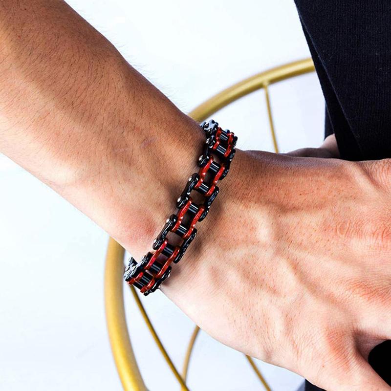 Drperfect Mens Bracelet Stainless Steel Motorcycle Bike Chain Bracelets 8.4 Inch