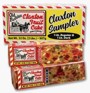 Claxton Fruit Cake Sampler – 2-1 Lb Loaves, Regular & Dark Recipe Duo, Individually Wrapped in Signature Gift Carton | Old-Fashioned Holiday Fruitcake Since 1910