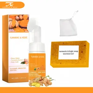 TURMERIC&KOJIC Turmeric Wash and Care two PieceSetTurmericCleansing Mousse, Turmeric SoapFacialCleansing Skincare FacialCleansing CleanserFacial Wash Comfort,Summer Gift Daily Kit skincare gift