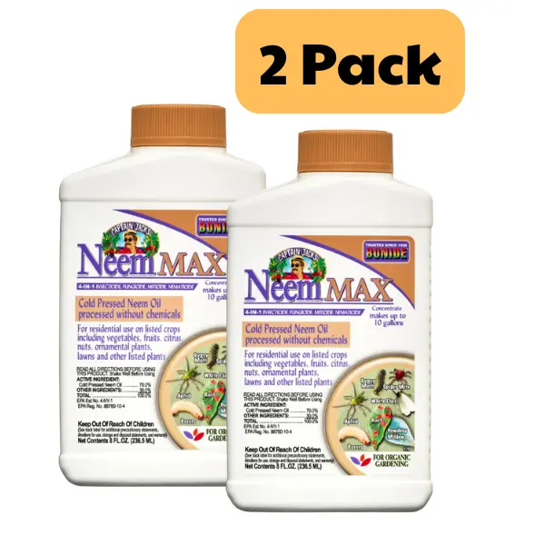 Neem Oil Concentrate, 8 oz, 2 Pack, Plant Care Solution for Insect, Mite, Nematode and Fungus Control, Garden Plants and Outdoor Use