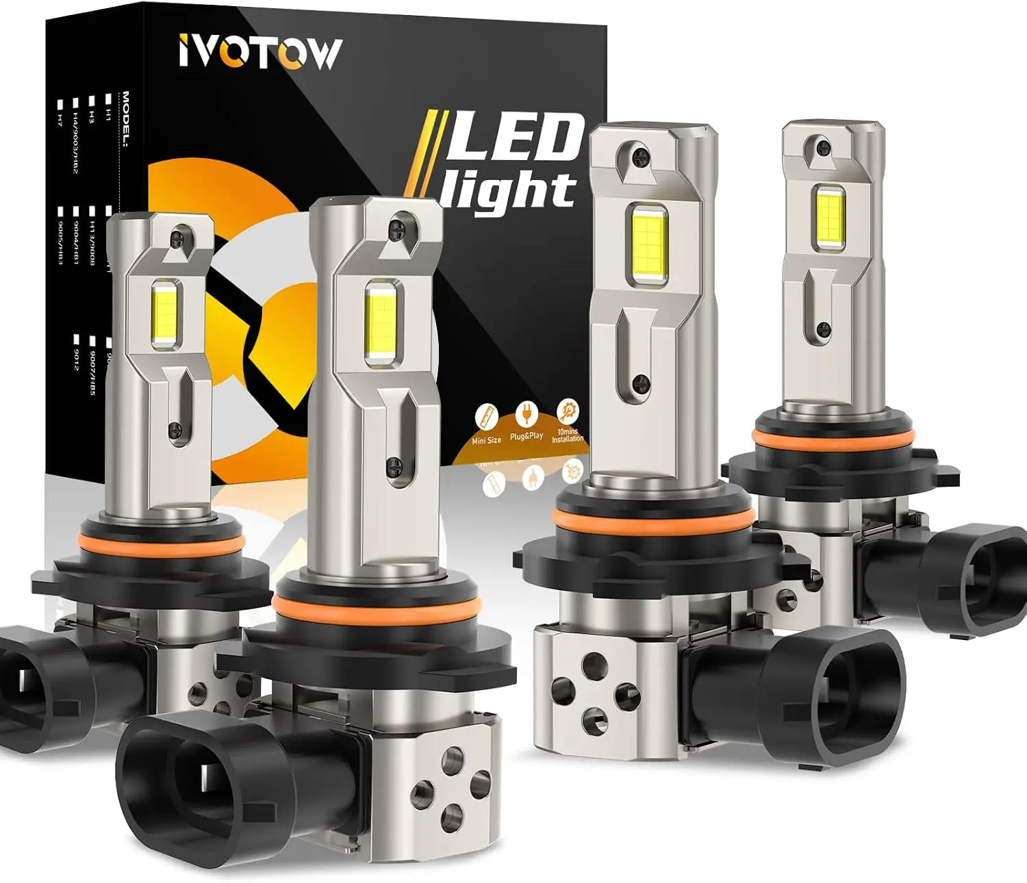 【Confirm Model Before Order】9005/HB3/9006/HB4/H11/H8/H9/H1 LED Headlight Kit High/Low Beam Bulbs, 1:1 Mini Size Plug-and-Play, 6500K Cool White Ultra Bright Fog Lights with Cooling Fan, IP68 Waterproof