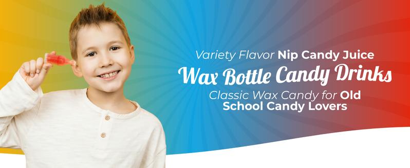 Wax Bottle Candy Drinks, 1/2 (half) Pound Bag - Retro Wax Candy Bottles, Liquid Filled - Variety Flavor Nip Candy Juice - Classic Wax Candy for Old School Candy Lovers