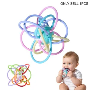 Random Color Infant Teething Ball, Safe Multicolor Baby Soothing Chew Toy, Newborn Teether, Sensory Training Toy, Touchy-Ducky Teething Gel