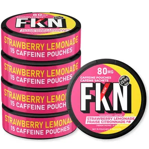 FKN Caffeine Energy Pouches – Strawberry Lemonade (10 Pack) 80MG Per Pouch | No Sugar, No Crash | Smooth Clean Energy Anytime