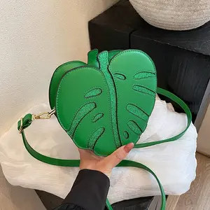 Monstera Leaf Shaped Handbag – Creative Crossbody Shoulder Bag for Women, Stylish & Everyday Use