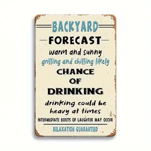 Room Decor One Piece, Retro Outdoor Weather Metal Sign, Humorous Bar Tin Sign, Garden Patio Tin Plate, Classic Decorative BBQ Station Wall Signs, Drinking Metal Plaque, Pool Party Yard Decoration Pub Home Décor Gift Suggestion 8X12 Inches