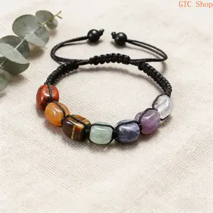 Seven Chakra Natural Stone Bracelet for Men & Women – Healing Crystal Spiritual Jewelry, Adjustable Cord Design with Amethyst, Energy Balancing Wrist Accessory, Perfect for Daily Wear, Yoga, Meditation & Meaningful Gift