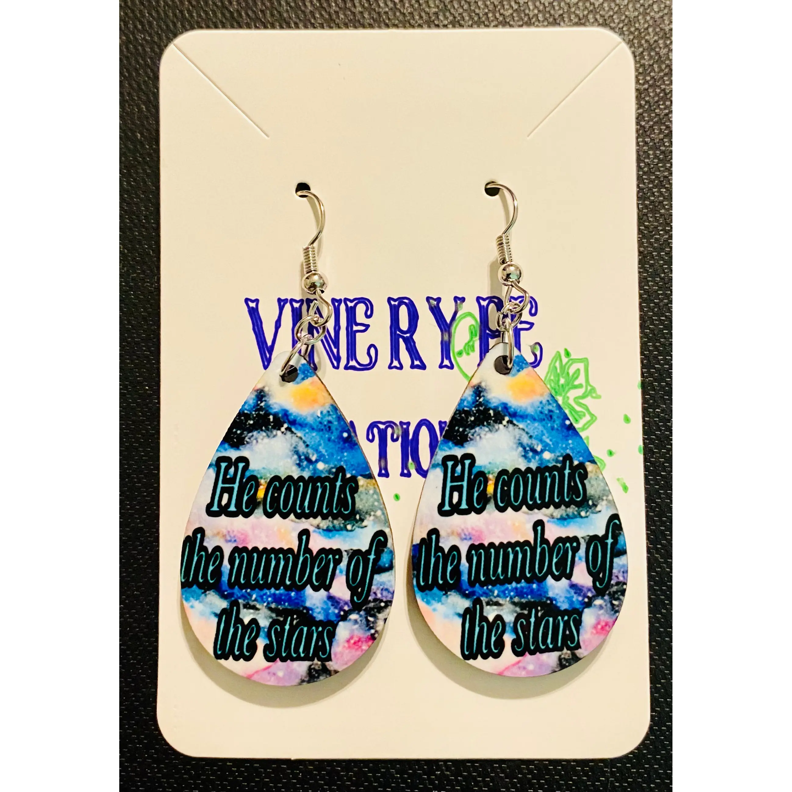 “He counts the number of the stars” Sublimation Earrings