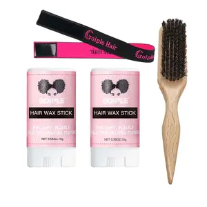 16g Hair Wax Stick with Brush and Hair Band, Non-Greasy Haircare Styling Wax for Edge Control & Frizz Fix