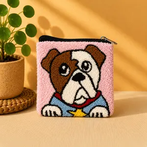 Women's Handmade Punch Needle Pet Coin Purse - Cute Dog & Cat Tufted Zipper Pouch, Animal Women's Wallets, Multi-Purpose Mini Wallet, Multi-Purpose Women's Wallets