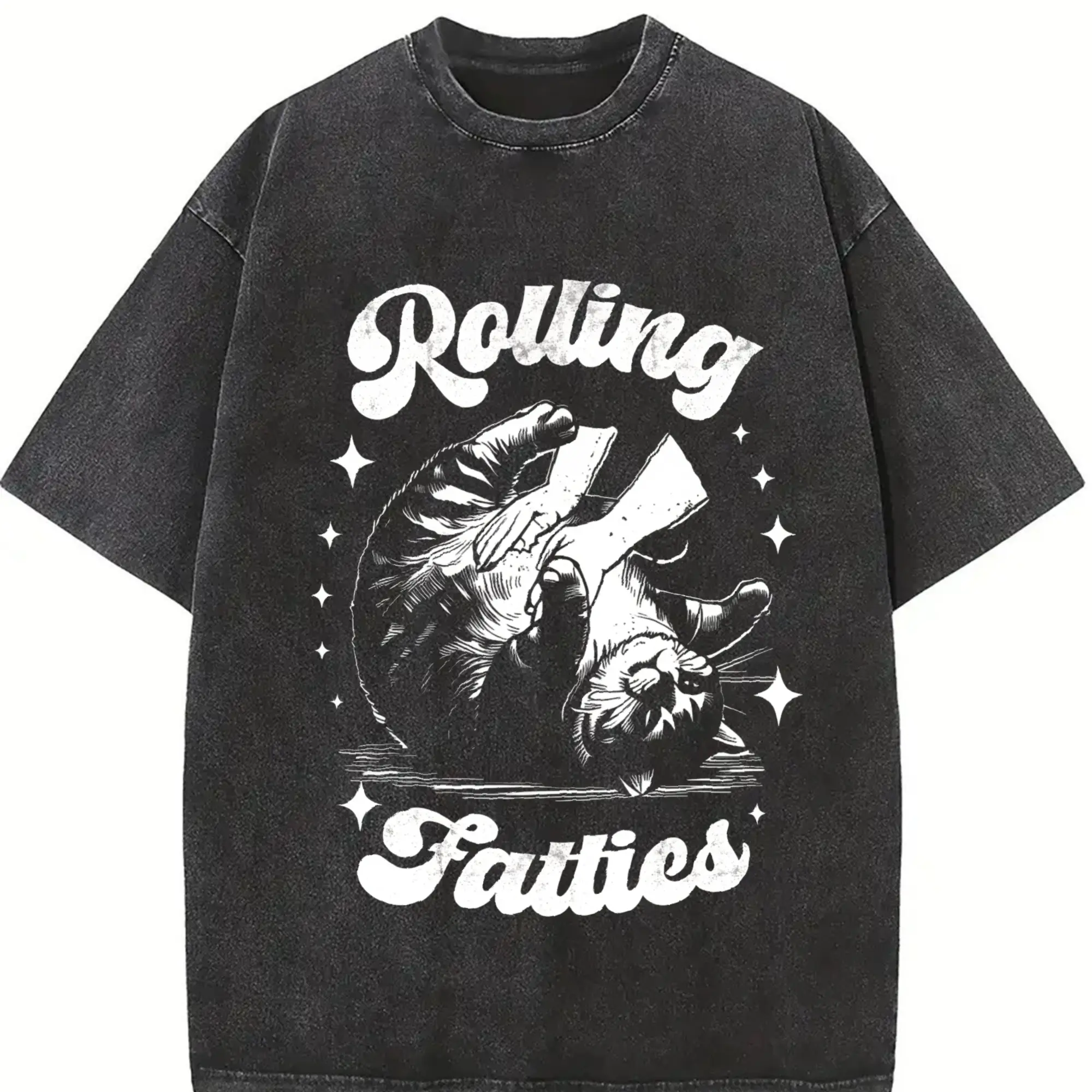 Retro Funny Rolling Fatties 90s Graphic Shirt, Vintage Sarcastic Cat T-Shirt, Retro Washed Tee, Funny Teenager Tee, Funny Women Gift