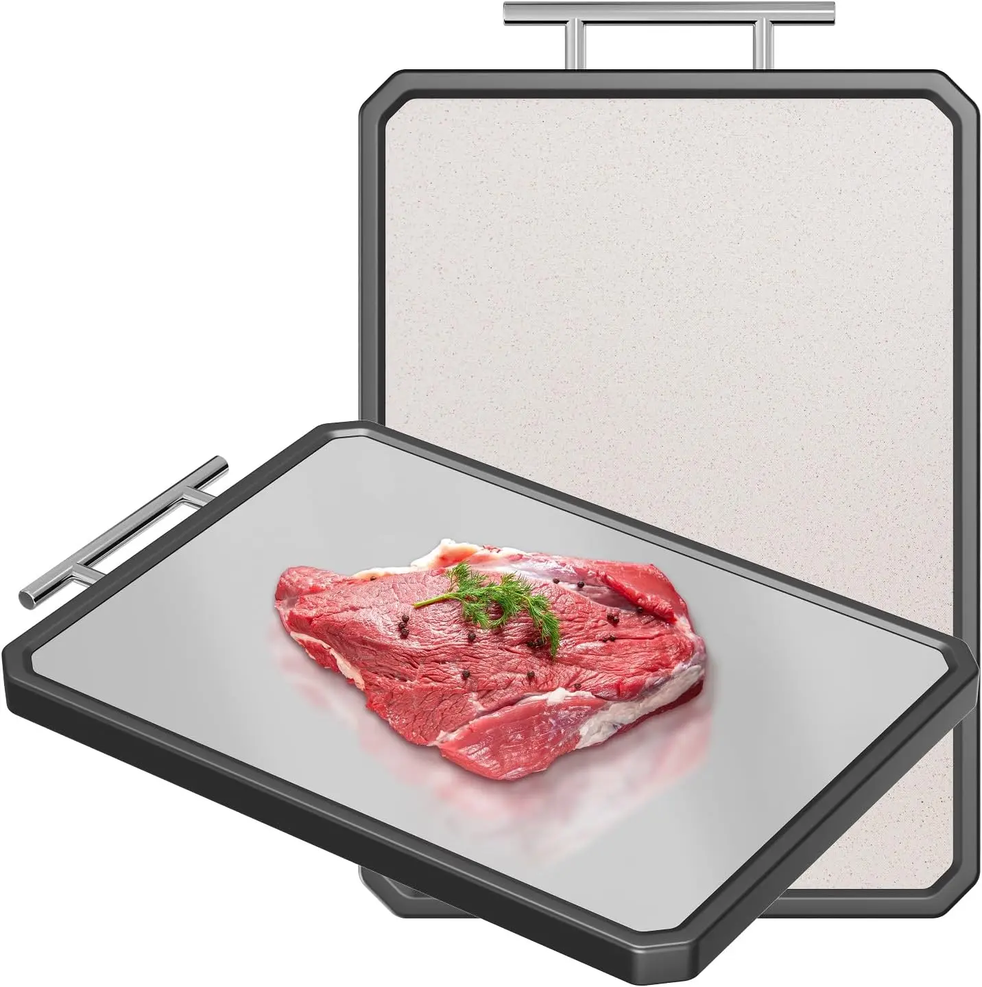summerwins Titanium Chopping Block & Cutting Board - 16x11 in Double-Sided Kitchen Board, Dishwasher-Safe, Anti-Scratch, Food-Grade, Non-Toxic, Made of Titanium & Food-Grade Wheat Straw PP