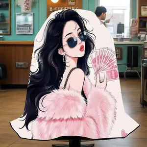 Fashion Barber Cape with Pink Details - Salon Hair Cutting Cape with Matching Styling Cape, Wall-Mountable Design for Salon Organization & Storage, Barber Equipment