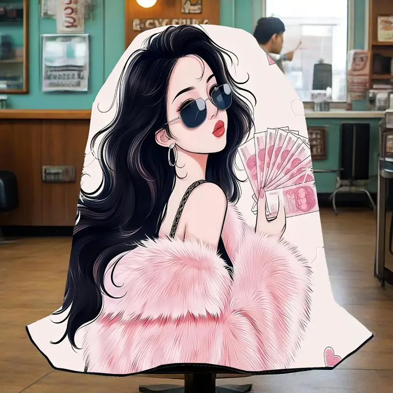 Fashion Barber Cape with Pink Details - Salon Hair Cutting Cape with Matching Styling Cape, Wall-Mountable Design for Salon Organization & Storage, Barber Equipment, Hair Cutting Accessories, Salon Supplies