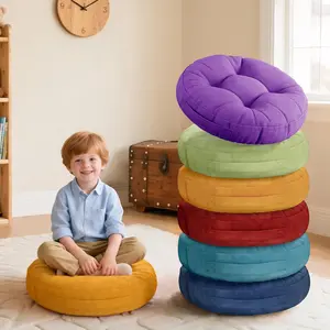 6Pcs 15-inch Round Floor Cushions for Kids, Waterproof Flexible Seating for Elementary Classroom, Safe Smolder Resistant Sitting Pillows with Handles, Assorted