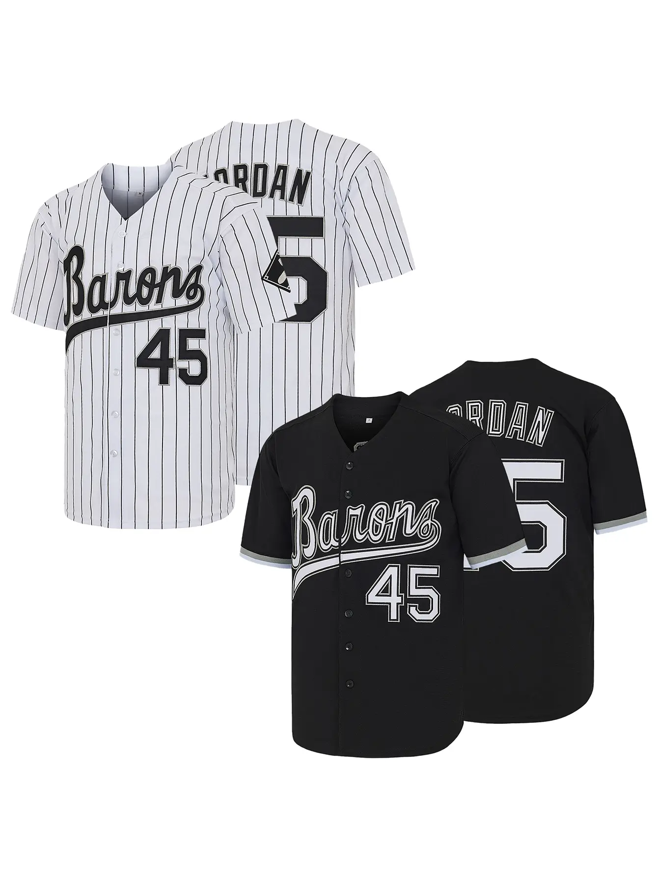 90s Barons #45 Baseball Jersey, Lettered Embroidery Retro Party Baseball Clothing，Unisex