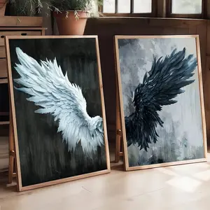 2pcs/set Black White Angel Wings Posters Canvas Painting Prints Abstract Vintage Wall Art for Living Room Home Decor Unframed