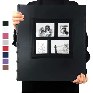 Photo Album 4x6 600 Photos Black Pages Large Capacity Leather Cover Wedding Family Photo Albums Holds 600 Horizontal and Vertical Photos (Black)