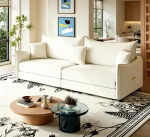 81.9" King Pull Out Sofa Bed,3-in-1 Convertible Sofa Bed with 3 Pillows & Golden Accent Detail Design, Modern Velvet 3-Seater Couch,for Small Space,Living Room