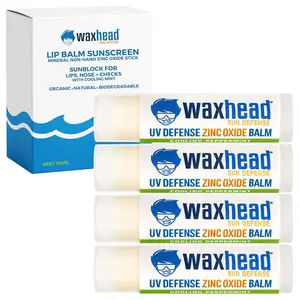 Waxhead Zinc Oxide Lip Balm for Sensitive Skin - Mint 4 Pack - Biodegradable and Reef Safe Lip Sunscreen with Lanolin and Shea Butter