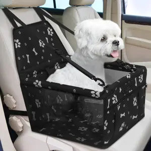 Foldable Dog Car Booster Seat - Waterproof & Breathable Oxford Travel Organizer for Small Medium Dogs and Pets, Portable Car Bed with Safety Buckle, Waterproof Seat Protectors, Seat Protector Mat