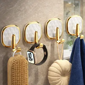 4PCS Adhesive Wall Hooks – Boho Style Rust Resistant Hooks for Towels, Clothes & Keys, No Drill Home Storage Decor