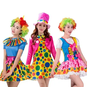 Women's Fun Clown Costume Set, Colorful Wig Accessories Excluded, Adult Party Performance Costume for Festivals and Events Festival Costumes Womenswear