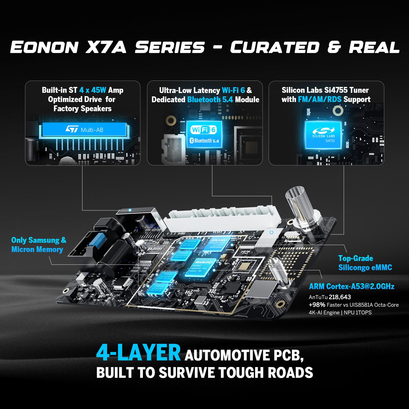 EONON 8" Android 13/14 Car Stereo, Car Radio for Chevy, GMC, Buick, Silverado, Sierra, Suburban, Tahoe, Impala, Avalanche, Traverse, Acadia, Yukon, Wireless CarPlay & Android Auto, 4GB RAM, 64GB ROM, Bluetooth, SWC, Backup Camera - GMX7A & GMX6S PRO