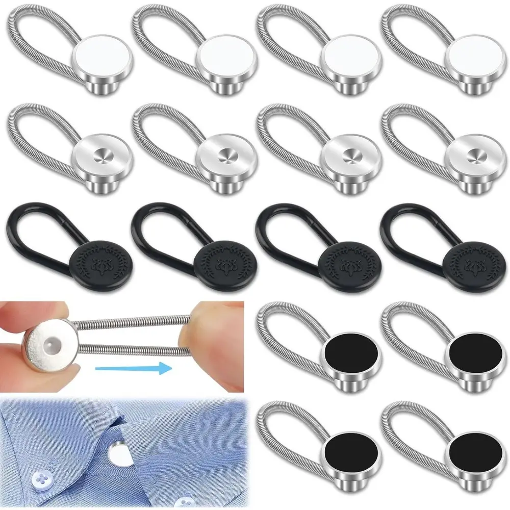 18 PCS Shirt Collar Extenders for Mens Shirts Elastic Button Extender for Pants Dress Trouser