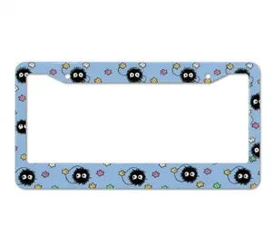 Soot Sprite License Plate Frame, Cute Anime Car Tag Holder, Studio Ghibli Inspired Car Accessories, Kawaii Black Dust Sprite Auto Decor Gift