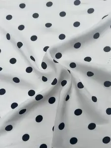 Black Polka dots on White Rayon Challis