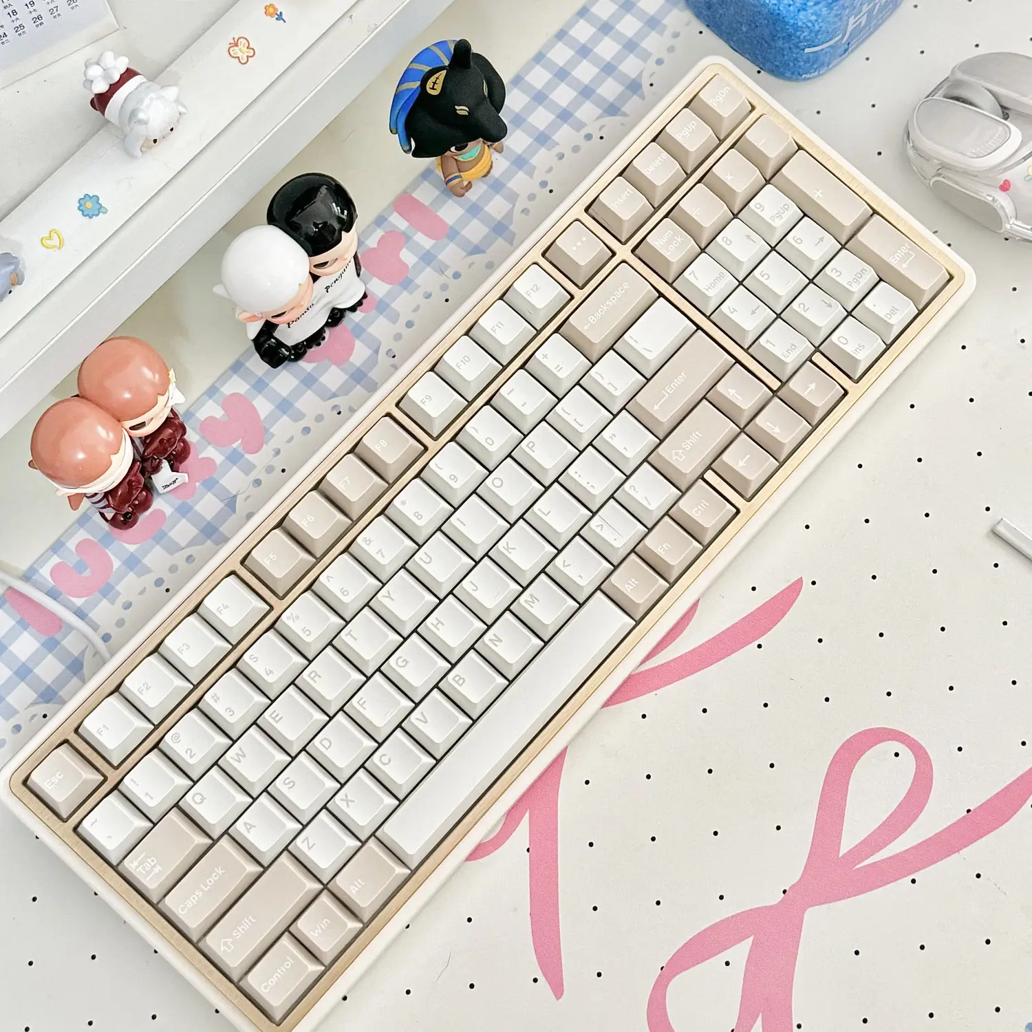 Minilo98 Pro Star Sand Mechanical Keyboard Tri-mode&Hot-swap RGB Number Pad Compact Pretty Elegant Gorgeous Gold Metal Inlay Frame