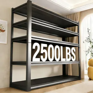77.4"H Heavy-Duty 5-Tier Adjustable Metal Shelving Unit, Versatile Floor-Standing Storage Rack, Ideal for Garages, Basements, and Kitchens Industrial Installation