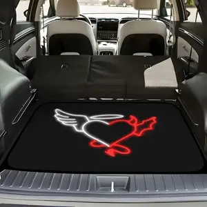 One angel-demon love-themed printed car trunk mat, scratch-resistant and durable, keeping the interior clean. Universal trunk protection mat, suitable for moving, storage and decoration.