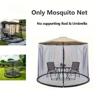 1PC Outdoor Patio Mosquito Net, Home Essentials Polyester Woven Protective Cover, Zipper Closure, Single Packaging (Support Poles & Umbrella Not Included)