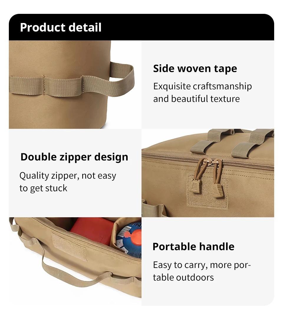 Outdoor Camping Storage Bag Large Capacity Ground Nail Tool Bag Gas Canister Picnic Cookware Utensils Kit Bag