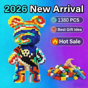 New Building Block Toy Set, Bear Building Blocks, 1380 Pieces Christmas Bear Series Model, 2026 New Size, Includes Hammer & Instructions, DIY Home Decor Gift, Building Block Sets