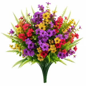 12 Pcs UV Resistant Artificial Flowers, Faux Outdoor Plants for Porch, Patio, Window Box, Garden, Hanging Basket and Planter Decor