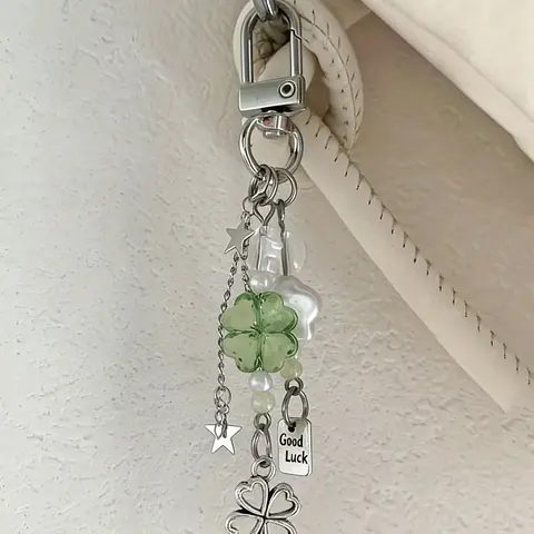 Four-Leaf Clover Bag Charm Lucky Decorative Pendant High Quality 3d Accessories Sweet And Cute Stylish And Versatile Suitable For Bags, Keys, And Cars Gifts For Friends / Birthday Gifts Bag Chain Accessories Cute Bag Charms