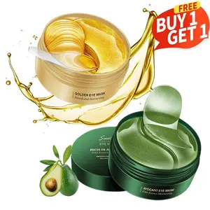 Buy 1 Get 1 Free, Avocado Golden Under Eye Mask Skincare 60 Pairs Set, Moisturizing Non-greasy Under Eye Patches for Women and Men, Travel Size Long Lasting Refreshing Eye Skin Care Gels Pads Gifts Set Daily Gentle eyepatches eye patches
