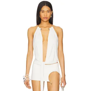 1XBLUE Torque Wrap Top in White