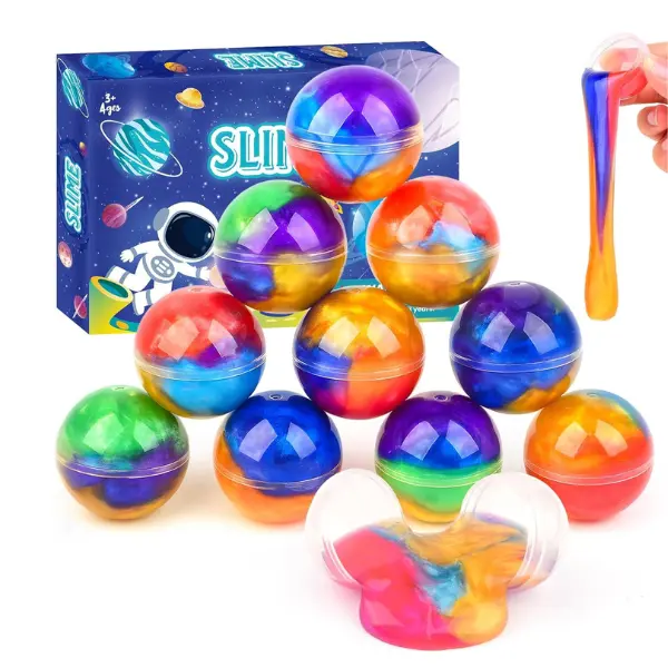 12 Pack Galaxy Slime Balls – Non-Sticky Sensory Slime Toys for Kids | Party Favors, Fidget Stress Relief Toys, Birthday Gift Supplies, Fun Kids Slime Set