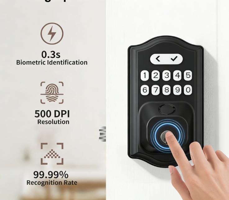 Entry Door Fingerprint Door with App Control SmartDeadbolt for Front Doors biometric smart lock deadbolt Anti-Theft Fingerprint Door Lock handle security trigger combination one-touch keyless electronic child safety childproof reinforcement lock knob