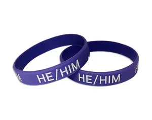 He/Him Pronoun Silicone Bracelets – High-Quality Blue LGBTQ+ Wristbands with Bold “He/Him” Text for Pride, Inclusivity, Pronoun Visibility, Events, and Everyday Identity Expression
