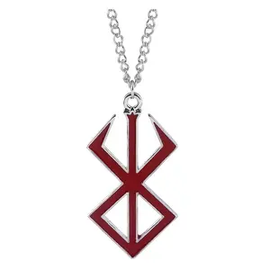 Berserk Cross Necklace | Alloy Material | 42cm Chain Length | Red/Black Two Colors | Hip-hop Style