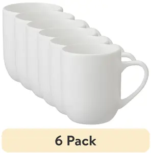 (6 pack) Glazed White Stoneware 12 - Ounces Mug