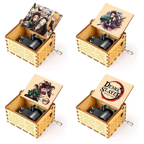Anime Demon Slayer Wooden Music box ️Popular Gift Melody Hand Crank Ornaments