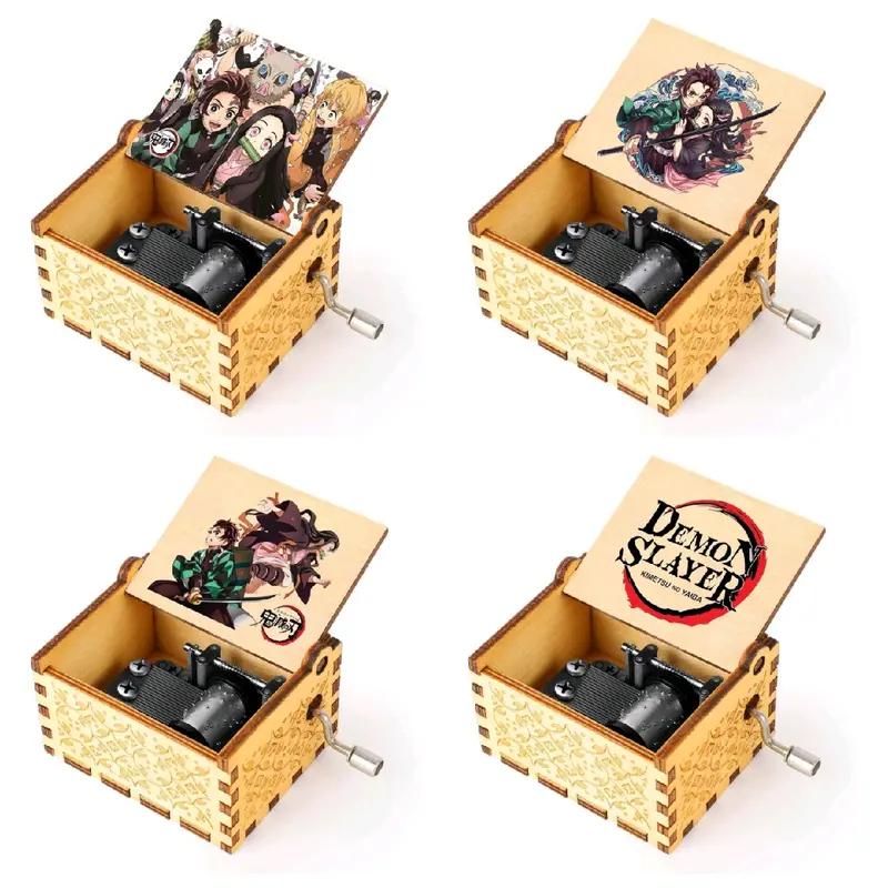 Anime Demon Slayer Wooden Music box ️Popular Gift Melody Hand Crank Ornaments