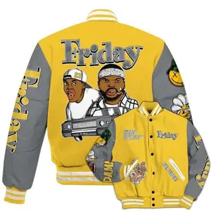 Tokyo Street Inspired Varsity Jacket, Friday Urban Graphic Bomber With All Over Prints, Trend Driven Streetwear Gift For Fashion Fans